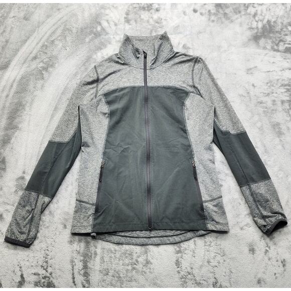 Columbia Jacket Womens L Gray Swiftwater Falls Zip Thumbholes Pockets Workout - Picture 1 of 16